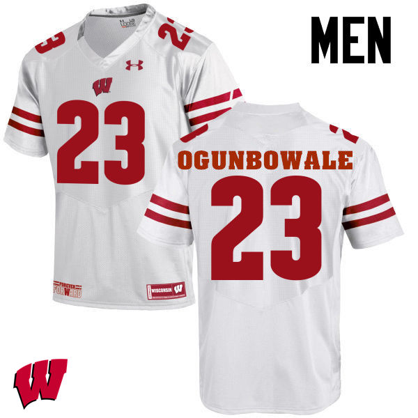 Wisconsin Badgers Men's #23 Dare Ogunbowale NCAA Under Armour Authentic White College Stitched Football Jersey RG40U54GB